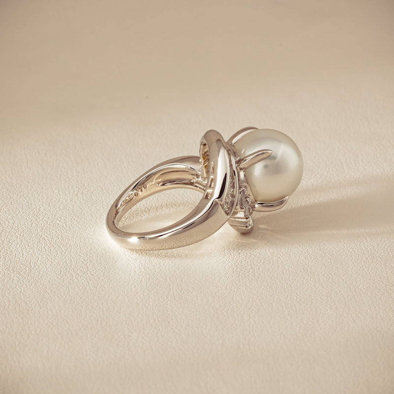 Deja Vu Platinum 11.5mm South Sea Pearl & Diamond Ring