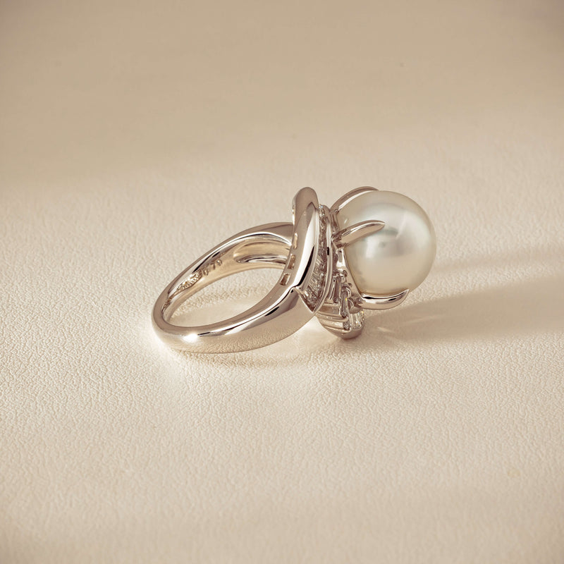 Deja Vu Platinum 11.5mm South Sea Pearl & Diamond Ring