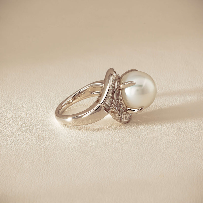 Deja Vu Platinum 11.5mm South Sea Pearl & Diamond Ring