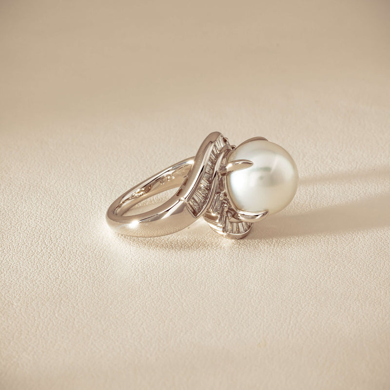 Deja Vu Platinum 11.5mm South Sea Pearl & Diamond Ring