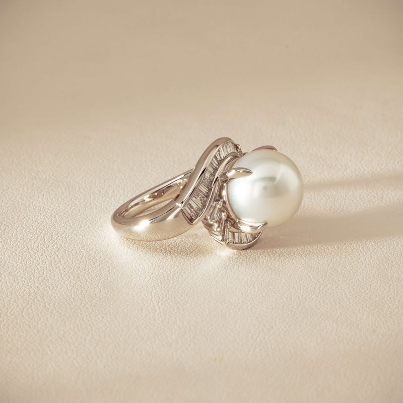 Deja Vu Platinum 11.5mm South Sea Pearl & Diamond Ring
