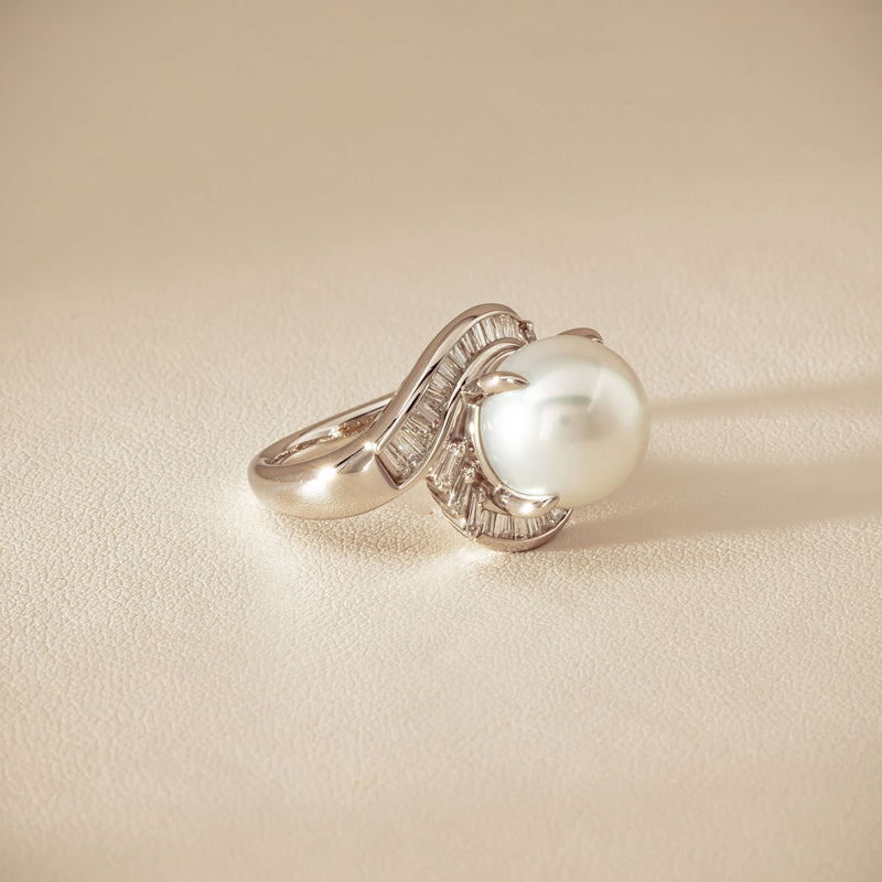 Deja Vu Platinum 11.5mm South Sea Pearl & Diamond Ring