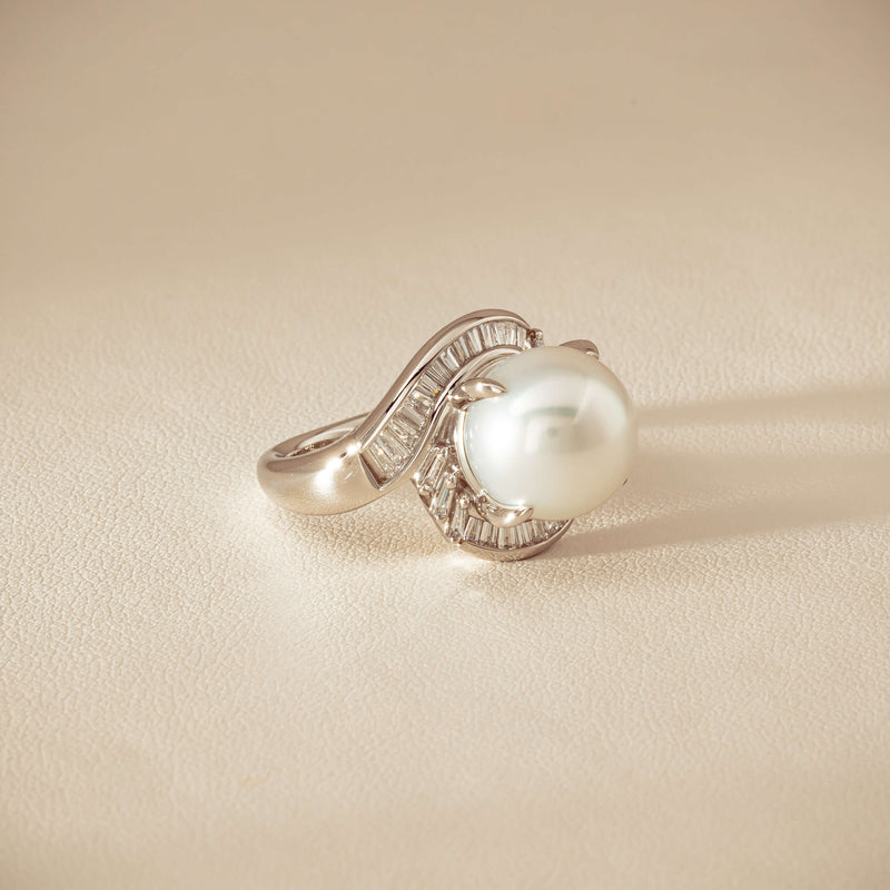 Deja Vu Platinum 11.5mm South Sea Pearl & Diamond Ring