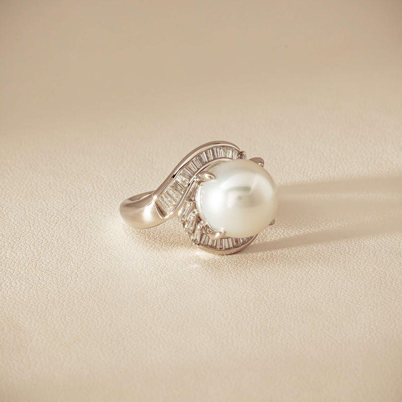 Deja Vu Platinum 11.5mm South Sea Pearl & Diamond Ring