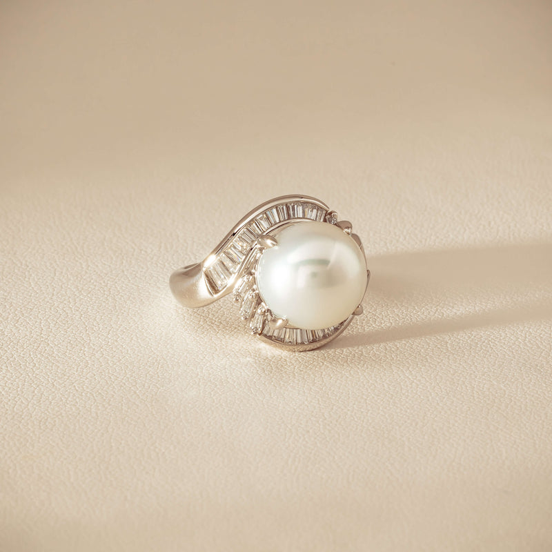 Deja Vu Platinum 11.5mm South Sea Pearl & Diamond Ring