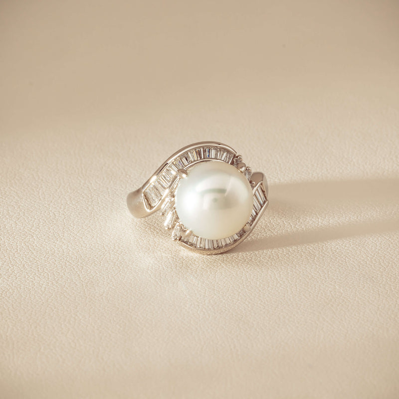 Deja Vu Platinum 11.5mm South Sea Pearl & Diamond Ring
