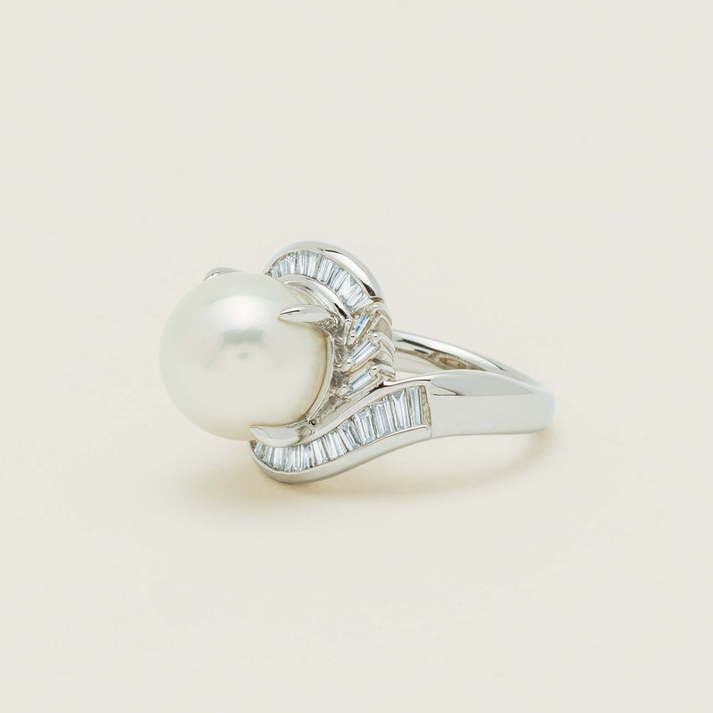 Deja Vu Platinum 11.5mm South Sea Pearl & Diamond Ring