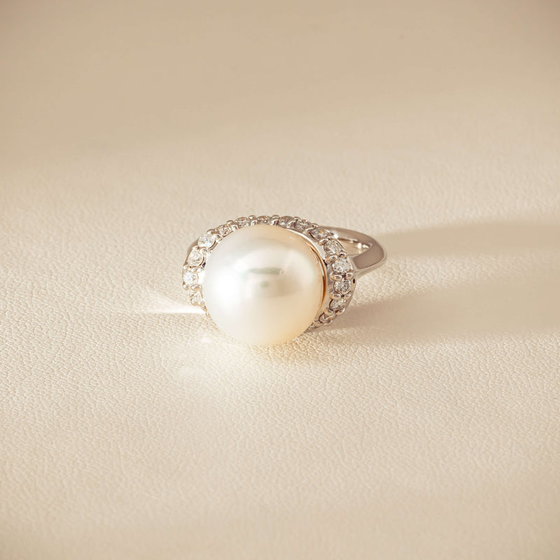 Deja Vu Platinum 12.3mm South Sea Pearl & Diamond Ring
