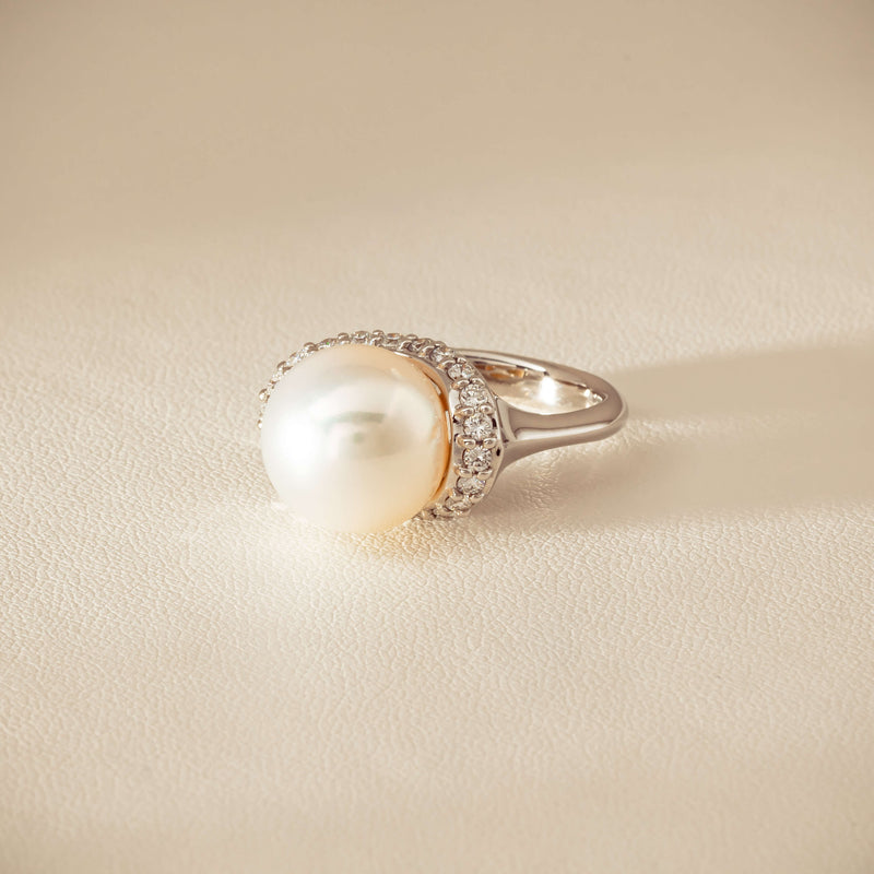 Deja Vu Platinum 12.3mm South Sea Pearl & Diamond Ring