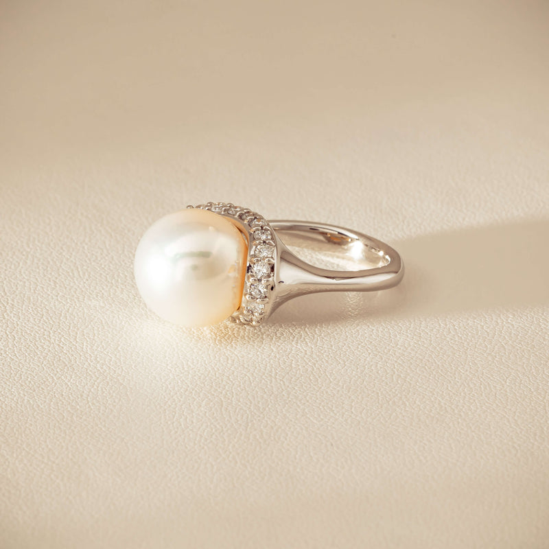 Deja Vu Platinum 12.3mm South Sea Pearl & Diamond Ring