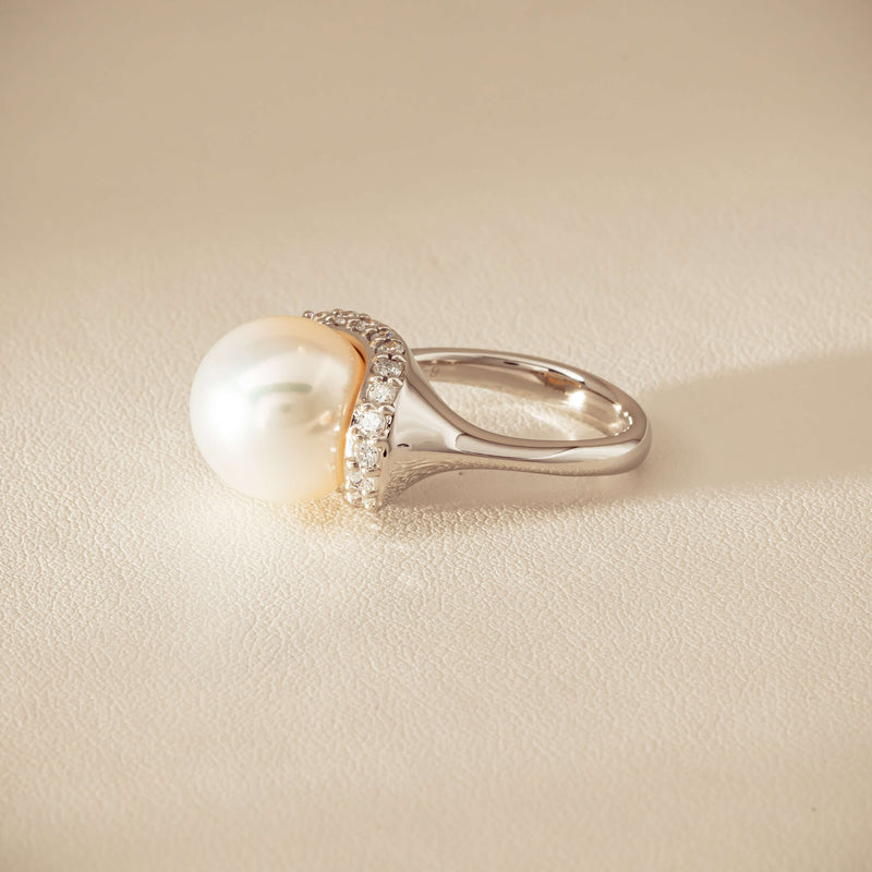 Deja Vu Platinum 12.3mm South Sea Pearl & Diamond Ring