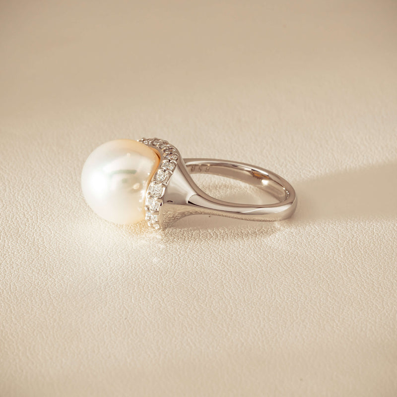 Deja Vu Platinum 12.3mm South Sea Pearl & Diamond Ring