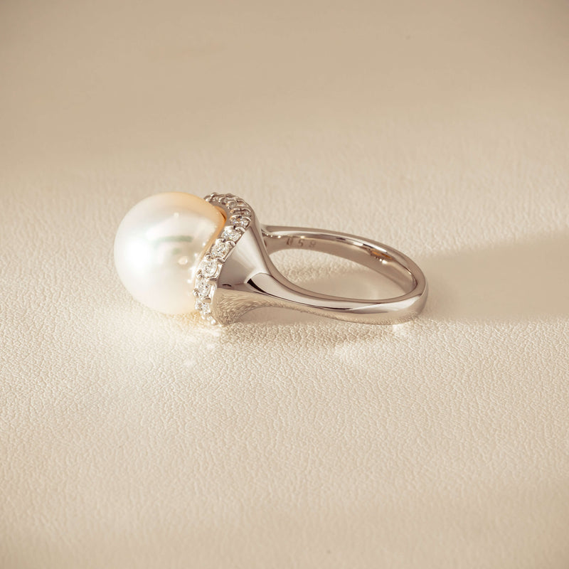 Deja Vu Platinum 12.3mm South Sea Pearl & Diamond Ring