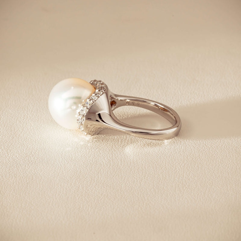 Deja Vu Platinum 12.3mm South Sea Pearl & Diamond Ring