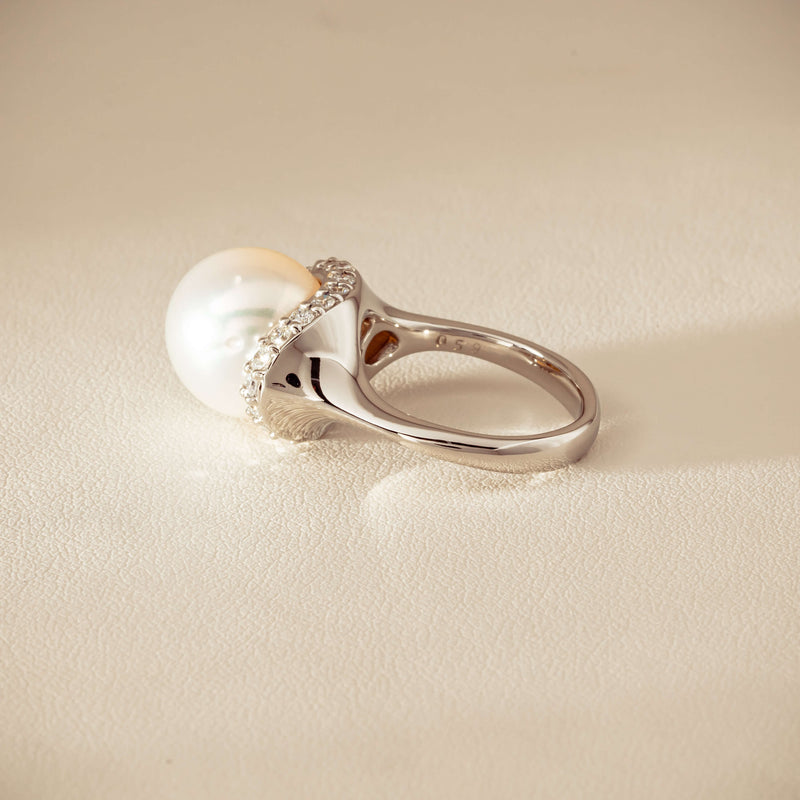 Deja Vu Platinum 12.3mm South Sea Pearl & Diamond Ring