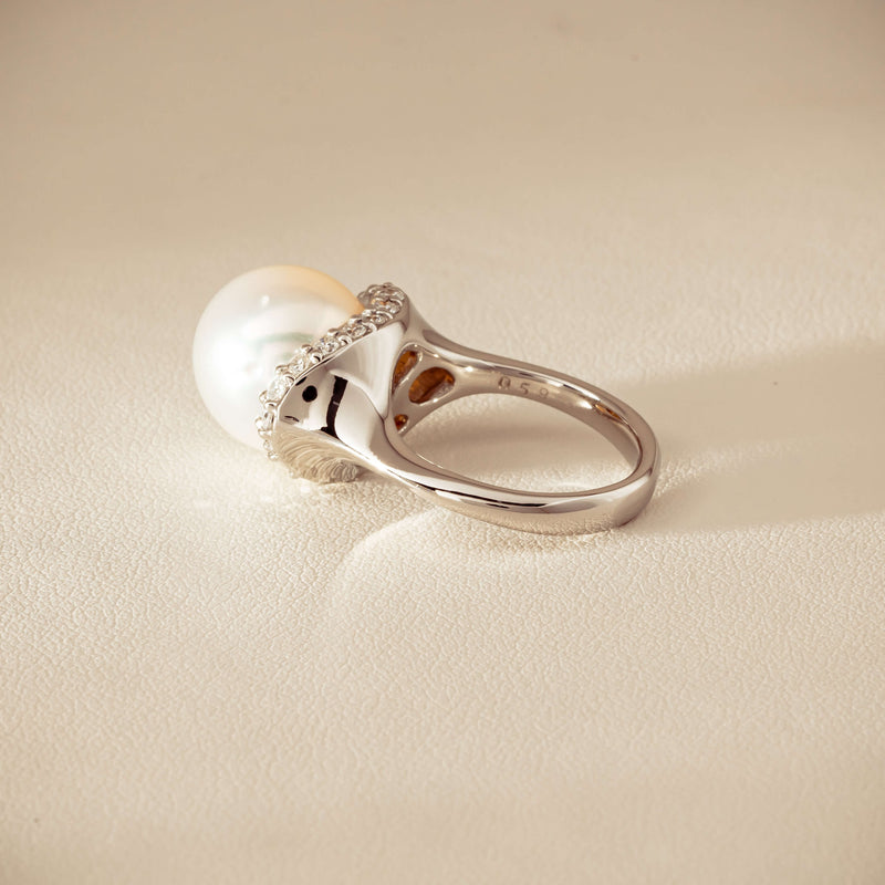 Deja Vu Platinum 12.3mm South Sea Pearl & Diamond Ring