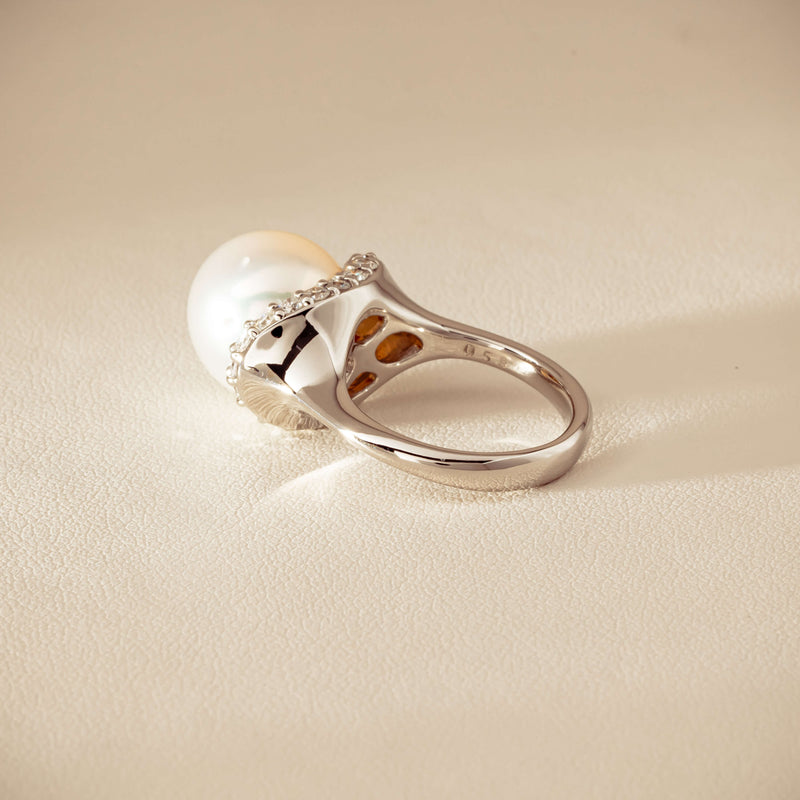Deja Vu Platinum 12.3mm South Sea Pearl & Diamond Ring