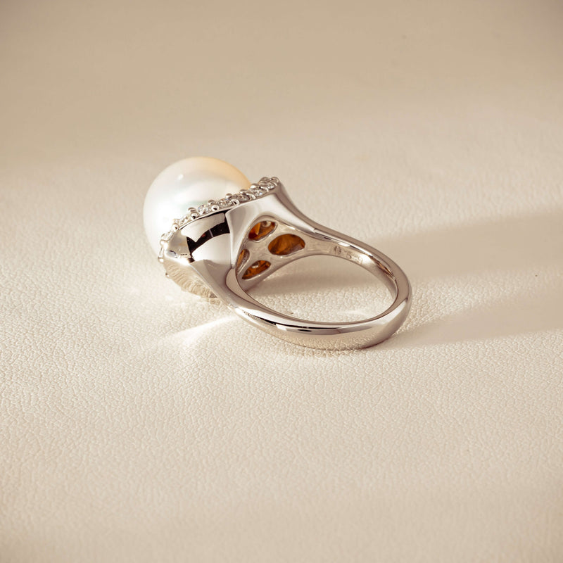 Deja Vu Platinum 12.3mm South Sea Pearl & Diamond Ring