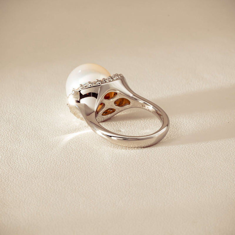 Deja Vu Platinum 12.3mm South Sea Pearl & Diamond Ring