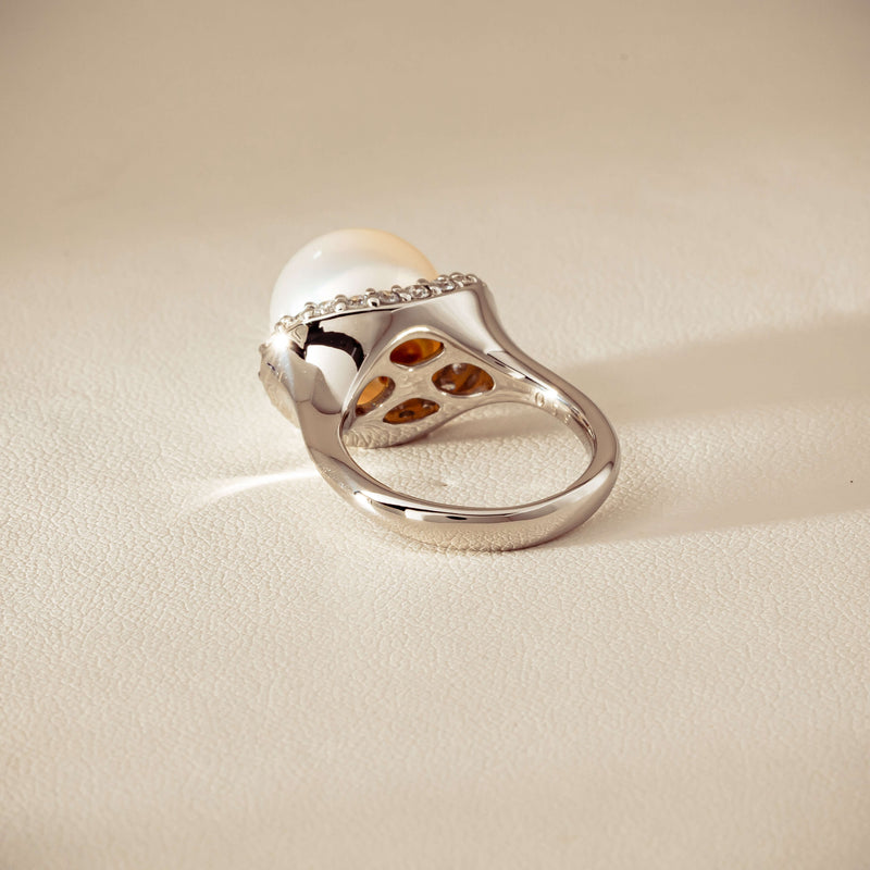 Deja Vu Platinum 12.3mm South Sea Pearl & Diamond Ring