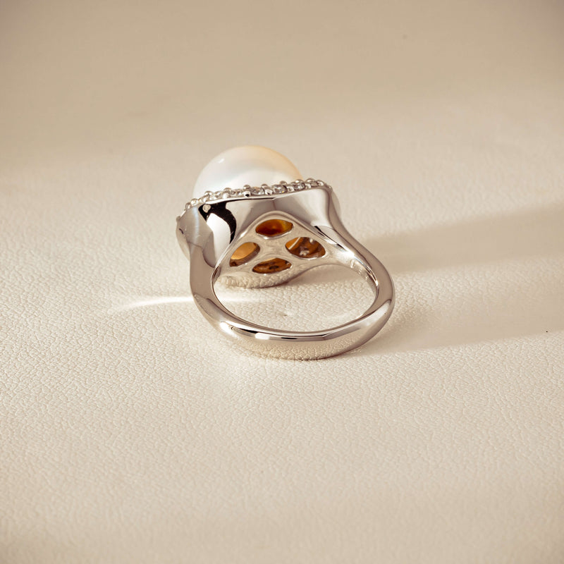 Deja Vu Platinum 12.3mm South Sea Pearl & Diamond Ring