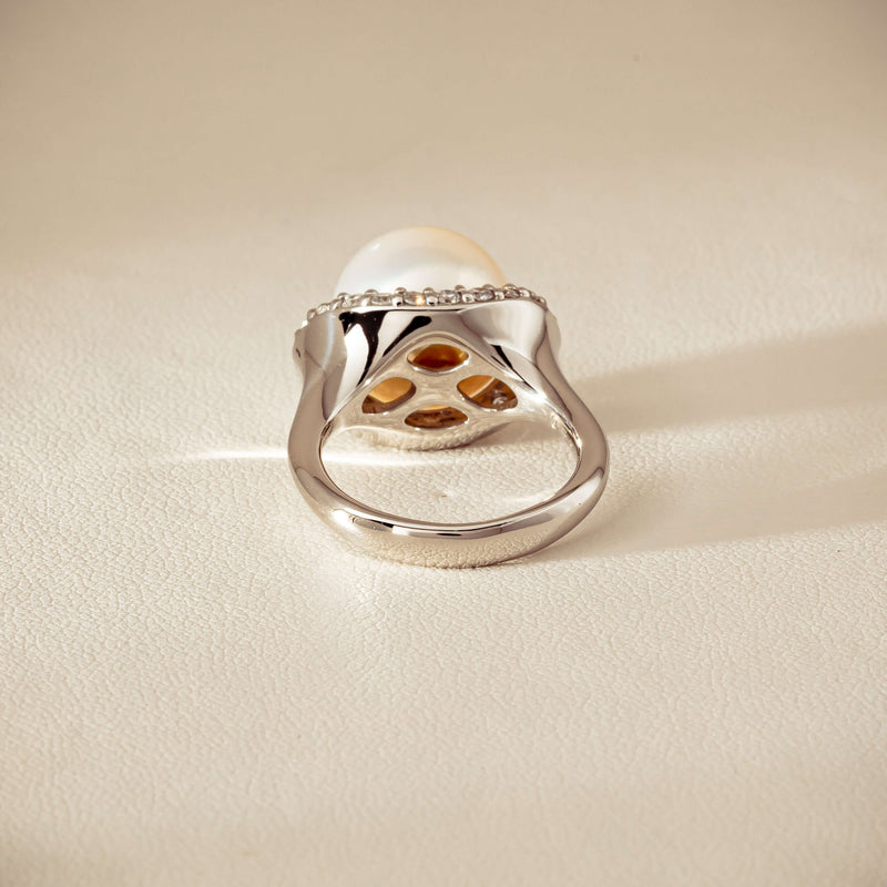 Deja Vu Platinum 12.3mm South Sea Pearl & Diamond Ring