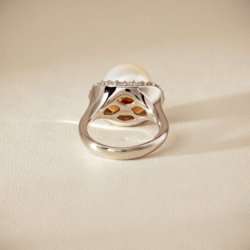 Deja Vu Platinum 12.3mm South Sea Pearl & Diamond Ring