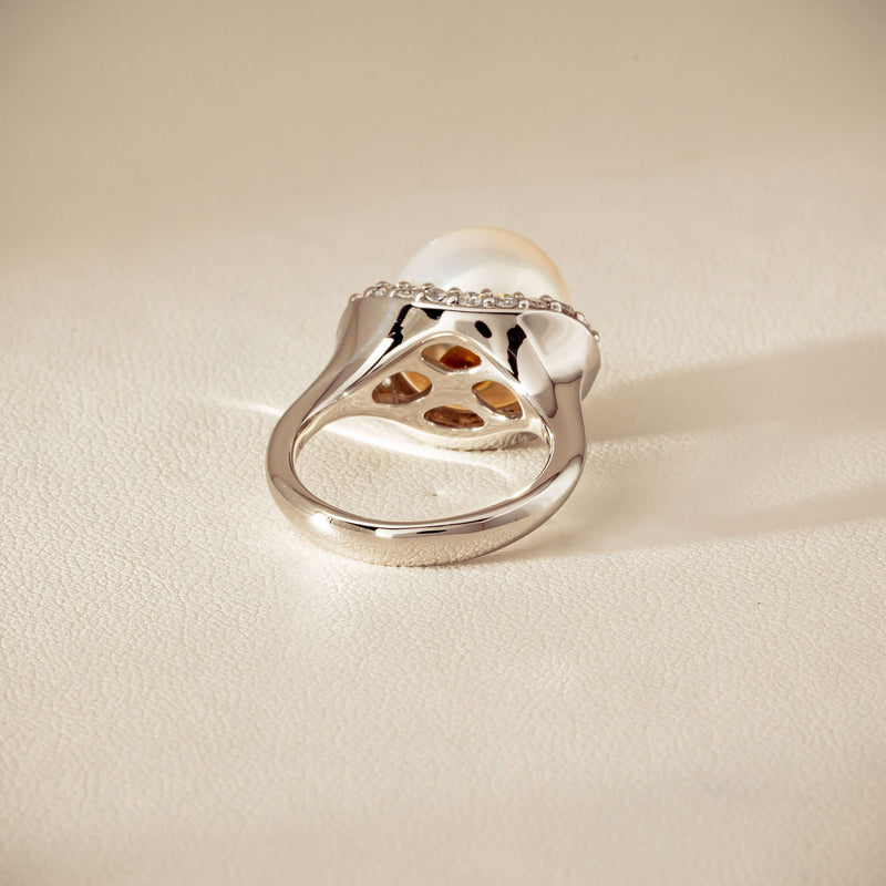 Deja Vu Platinum 12.3mm South Sea Pearl & Diamond Ring