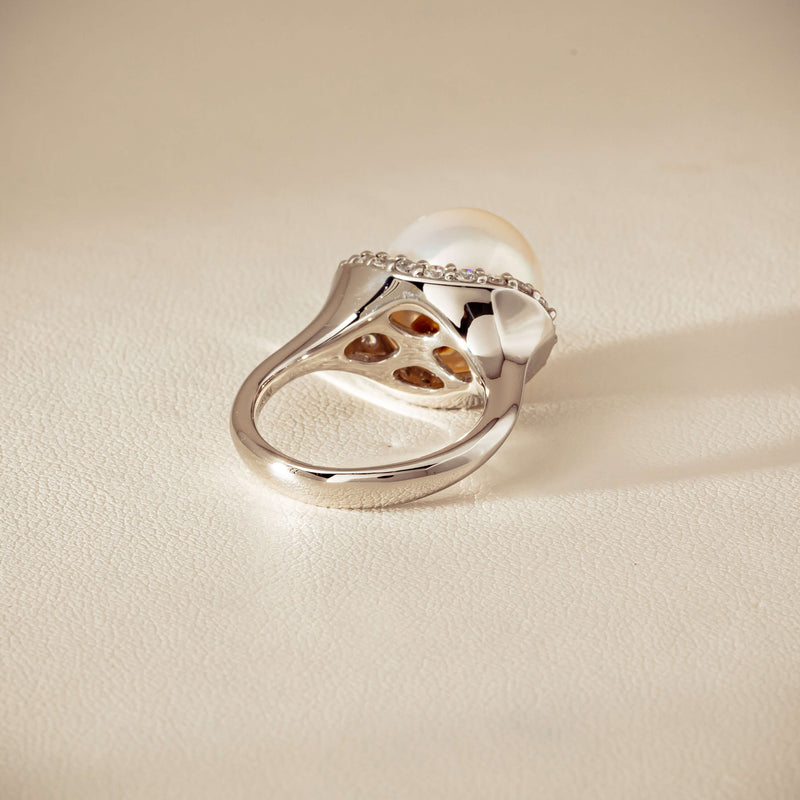 Deja Vu Platinum 12.3mm South Sea Pearl & Diamond Ring