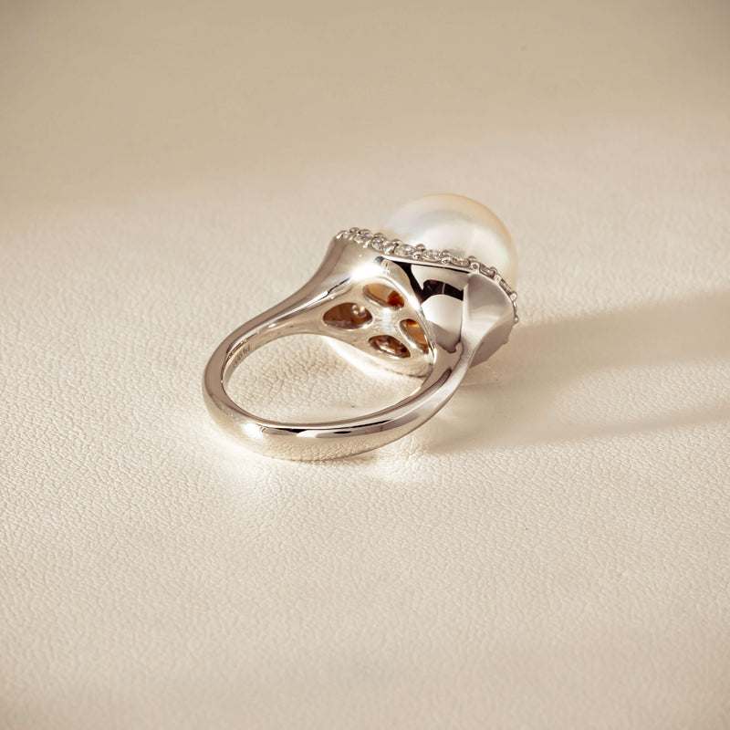 Deja Vu Platinum 12.3mm South Sea Pearl & Diamond Ring