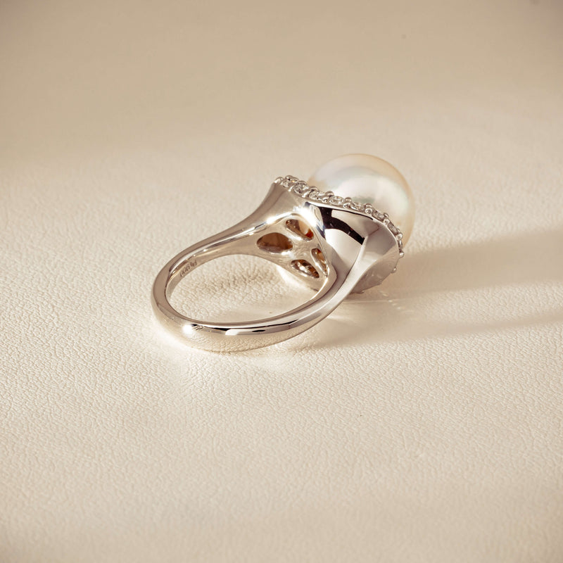 Deja Vu Platinum 12.3mm South Sea Pearl & Diamond Ring