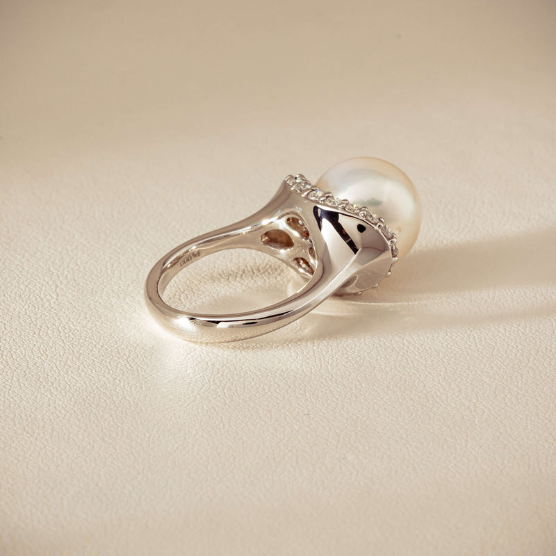 Deja Vu Platinum 12.3mm South Sea Pearl & Diamond Ring