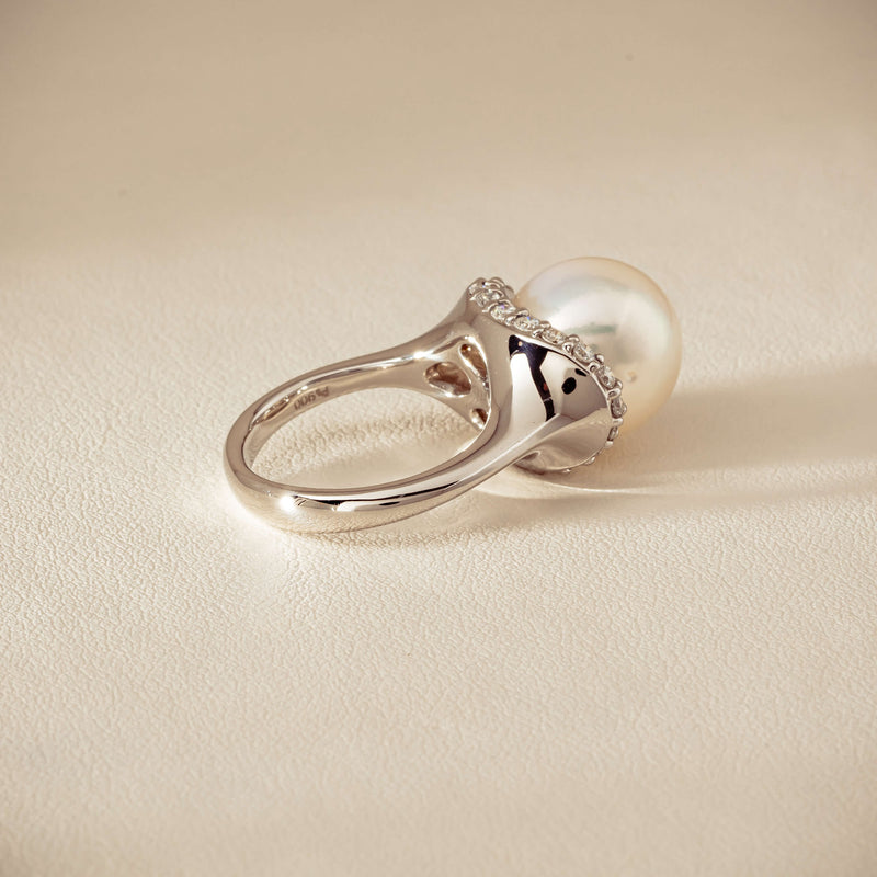 Deja Vu Platinum 12.3mm South Sea Pearl & Diamond Ring