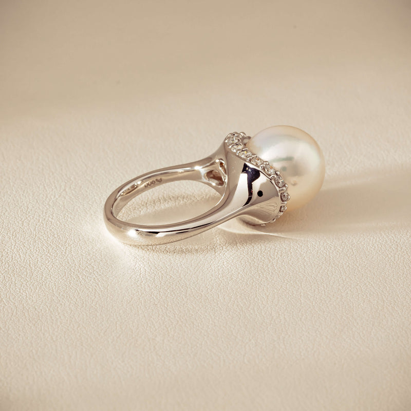 Deja Vu Platinum 12.3mm South Sea Pearl & Diamond Ring