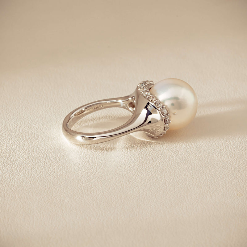 Deja Vu Platinum 12.3mm South Sea Pearl & Diamond Ring