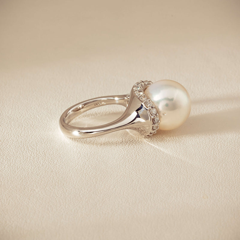 Deja Vu Platinum 12.3mm South Sea Pearl & Diamond Ring