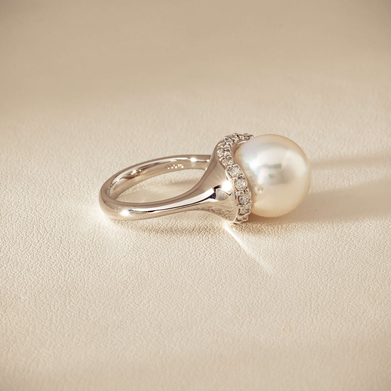 Deja Vu Platinum 12.3mm South Sea Pearl & Diamond Ring