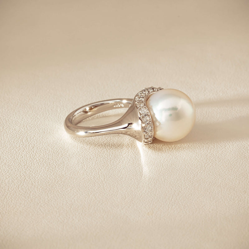 Deja Vu Platinum 12.3mm South Sea Pearl & Diamond Ring