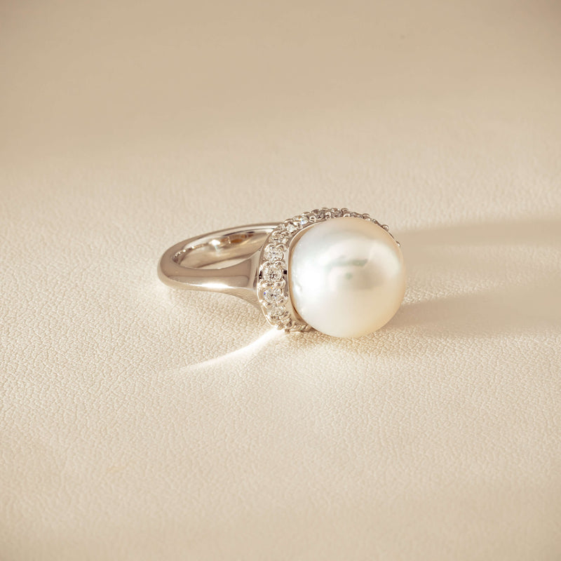 Deja Vu Platinum 12.3mm South Sea Pearl & Diamond Ring
