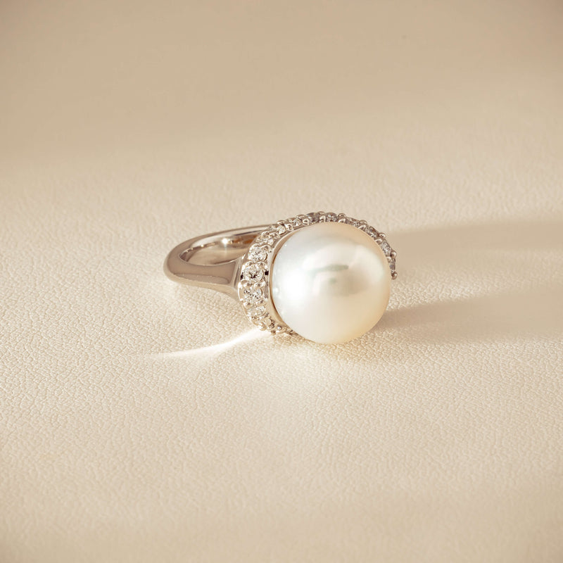 Deja Vu Platinum 12.3mm South Sea Pearl & Diamond Ring