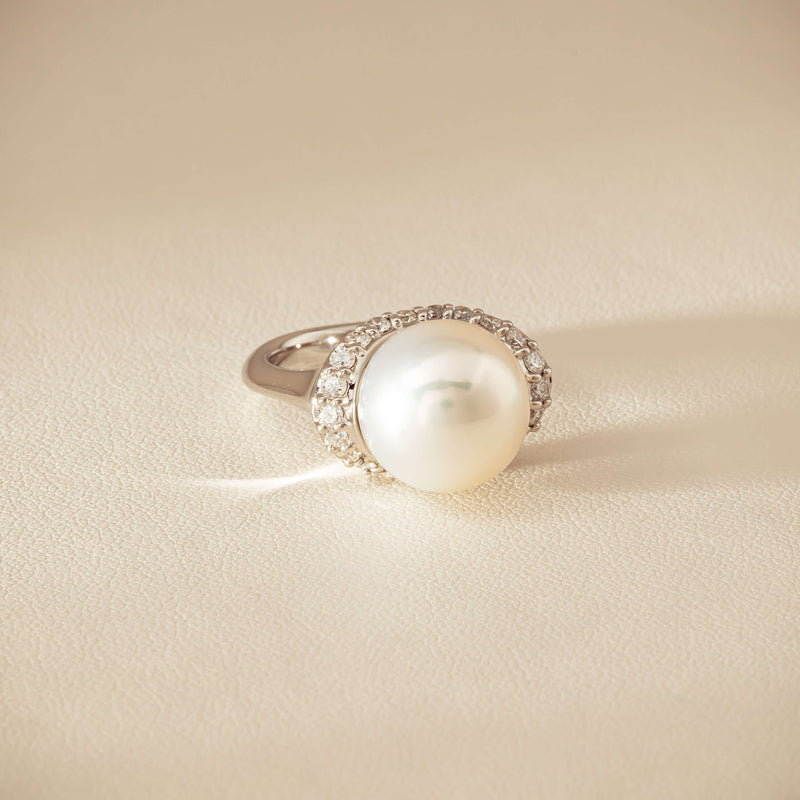 Deja Vu Platinum 12.3mm South Sea Pearl & Diamond Ring