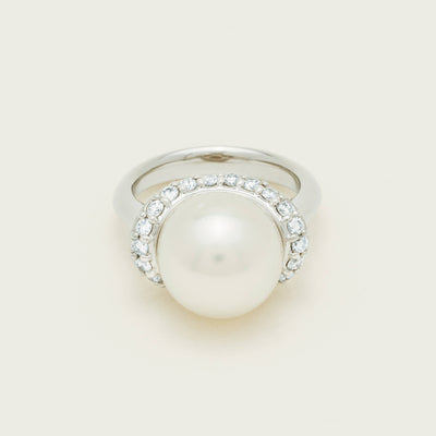 Deja Vu Platinum 12.3mm South Sea Pearl & Diamond Ring