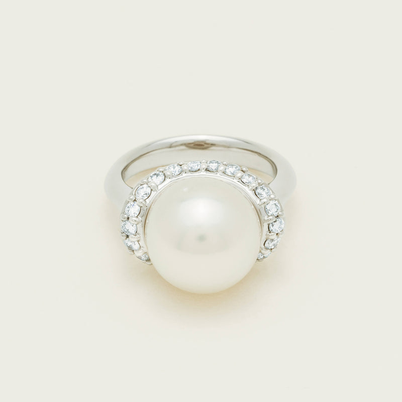 Deja Vu Platinum 12.3mm South Sea Pearl & Diamond Ring
