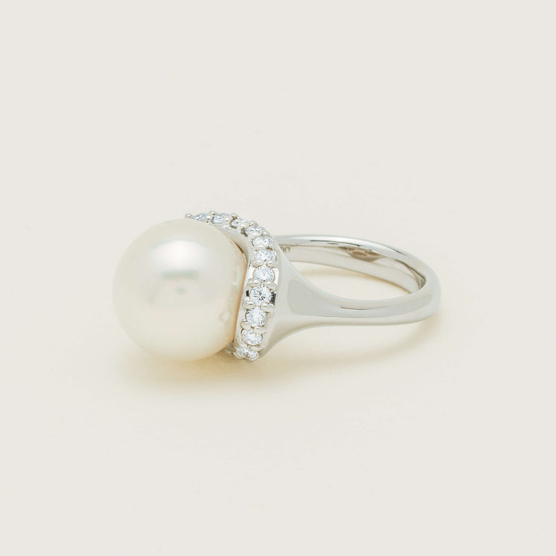 Deja Vu Platinum 12.3mm South Sea Pearl & Diamond Ring