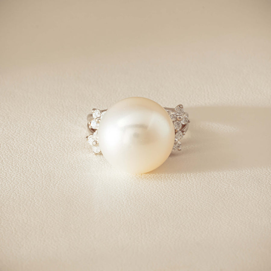 Deja Vu Platinum 15.1mm South Sea Pearl & Diamond Ring