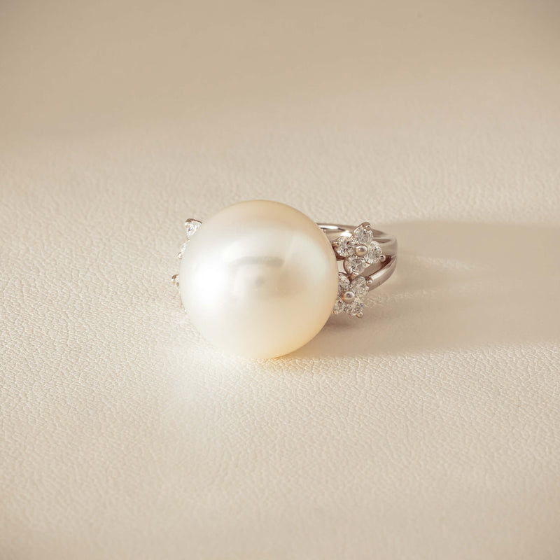 Deja Vu Platinum 15.1mm South Sea Pearl & Diamond Ring