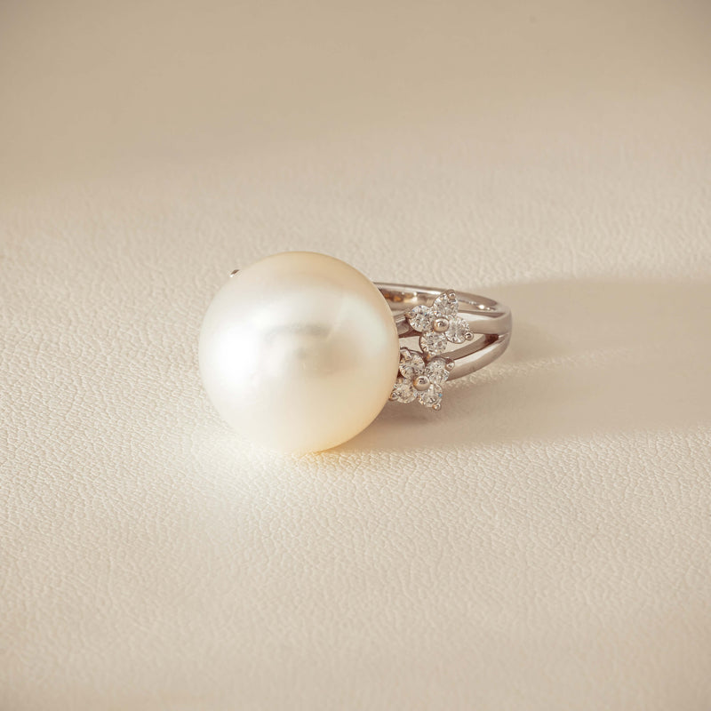 Deja Vu Platinum 15.1mm South Sea Pearl & Diamond Ring