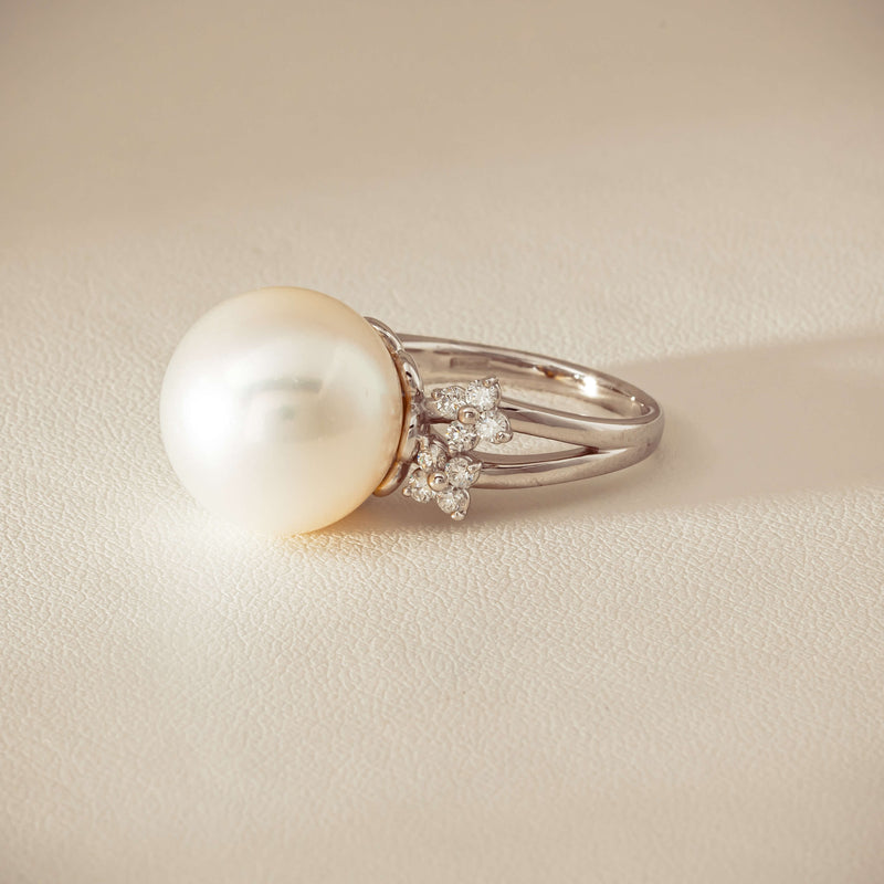 Deja Vu Platinum 15.1mm South Sea Pearl & Diamond Ring