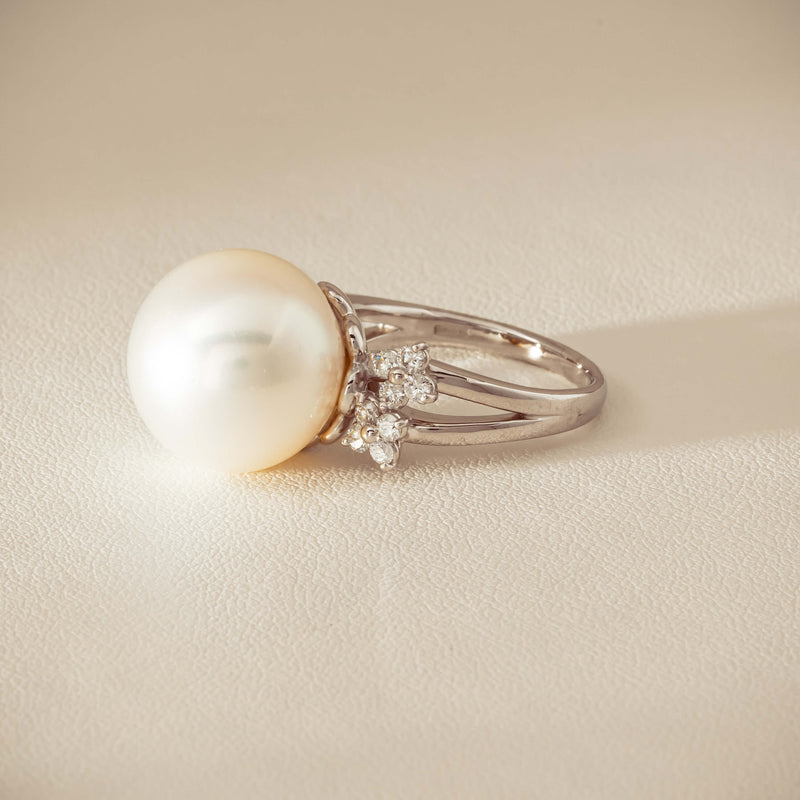 Deja Vu Platinum 15.1mm South Sea Pearl & Diamond Ring