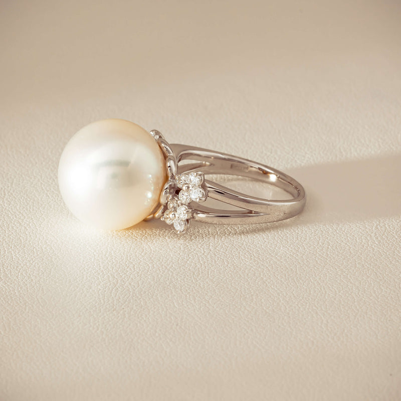 Deja Vu Platinum 15.1mm South Sea Pearl & Diamond Ring